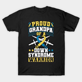 Down Syndrome Support Awareness Proud Grandpa Of A Down Syndrome Warrior T-Shirt